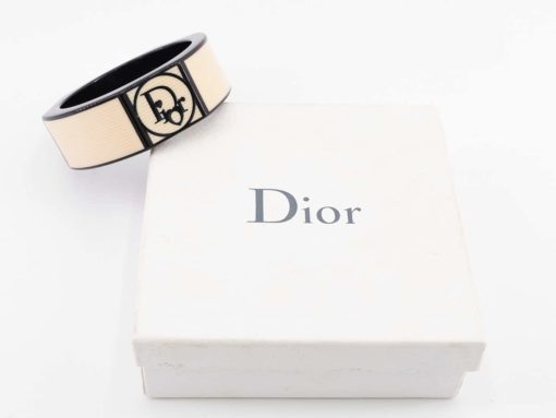 Bracelet manchette Dior authentique d'occasion en bois laqué style vintage