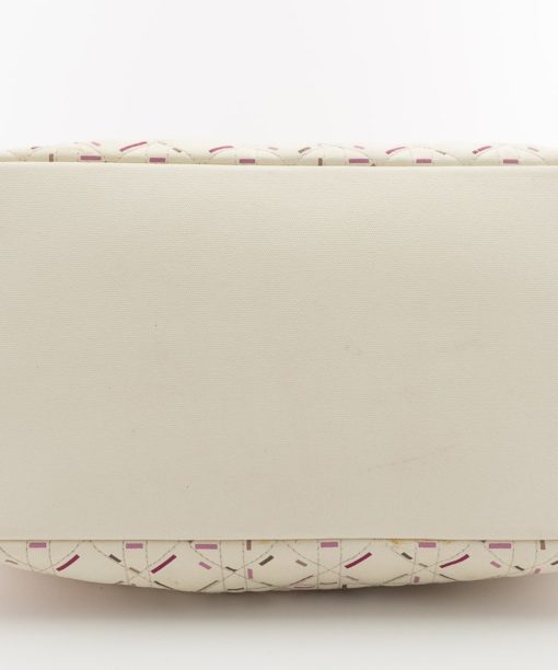Sac à main Dior authentique d'occasion Panarea Grand Modèle en toile cannage blanc motif confettis