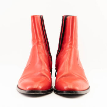Bottes Saint Laurent COLE boots zippées en cuir lisse rouge