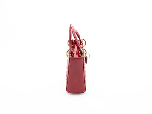 DIOR Sac à main Lady Dior Mini en cuir vernis rouge cerise