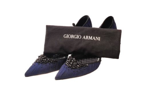 Escarpins Giorgio Armani Bleu à Perles Noires