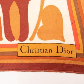 Christian Dior foulard orange en soie fleurs vintage