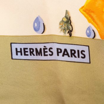 Carré en Soie Hermès Paris Vert et Orange