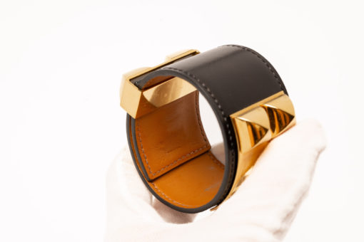 Bracelet Hermès Collier de Chien en veau Box Orné des iconiques clous Médor et d'un anneau
