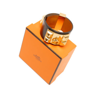 Bracelet Hermès Collier de Chien en veau Box Orné des iconiques clous Médor et d'un anneau