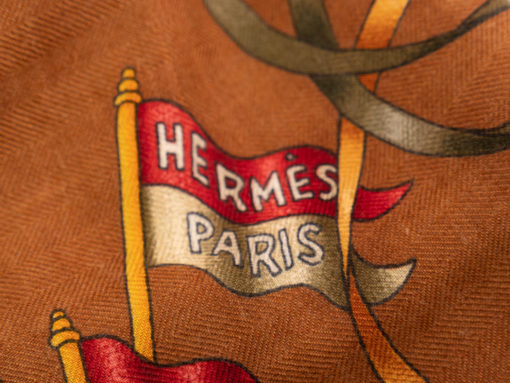 Châle 140 Hermès Paris en soie et cachemire